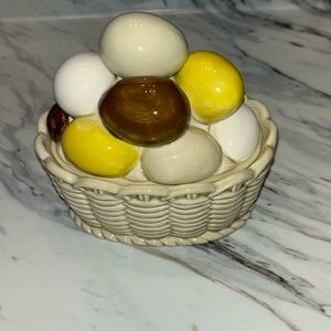 Vintage Armbee San Francisco porcelain egg basket lidded dish